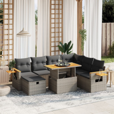 vidaXL 8 részes szürke polyrattan kerti ülőgarnitúra párnákkal kerti bútor