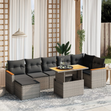 vidaXL 8 részes szürke polyrattan kerti ülőgarnitúra párnákkal kerti bútor
