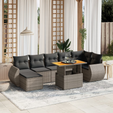 vidaXL 8 részes szürke polyrattan kerti ülőgarnitúra párnákkal kerti bútor