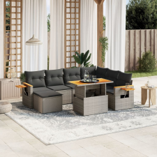 vidaXL 8 részes szürke polyrattan kerti ülőgarnitúra párnákkal kerti bútor