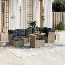 vidaXL 8 részes szürke polyrattan kerti ülőgarnitúra párnákkal kerti bútor