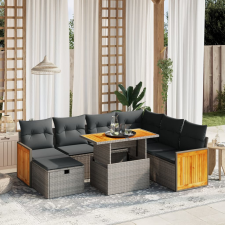 vidaXL 8 részes szürke polyrattan kerti ülőgarnitúra párnákkal kerti bútor