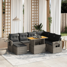 vidaXL 8 részes szürke polyrattan kerti ülőgarnitúra párnákkal kerti bútor