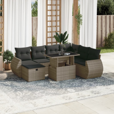 vidaXL 8 részes szürke polyrattan kerti ülőgarnitúra párnákkal kerti bútor