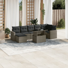 vidaXL 8 részes szürke polyrattan kerti ülőgarnitúra párnákkal kerti bútor
