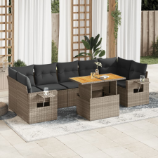 vidaXL 8 részes szürke polyrattan kerti ülőgarnitúra párnákkal kerti bútor