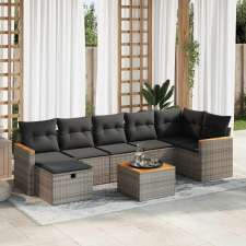 vidaXL 8 részes szürke polyrattan kerti ülőgarnitúra párnákkal kerti bútor