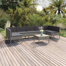 vidaXL 8 részes szürke polyrattan kerti ülőgarnitúra párnákkal kerti bútor