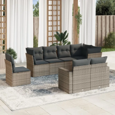 vidaXL 8-részes szürke polyrattan kerti ülőgarnitúra párnákkal kerti bútor