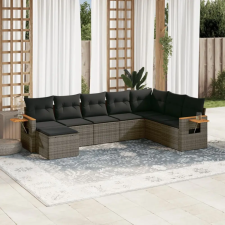 vidaXL 8-részes szürke polyrattan kerti ülőgarnitúra párnákkal kerti bútor