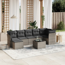 vidaXL 8-részes szürke polyrattan kerti ülőgarnitúra párnákkal kerti bútor