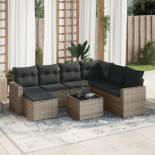 vidaXL 8-részes szürke polyrattan kerti ülőgarnitúra párnákkal kerti bútor