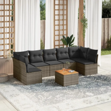 vidaXL 8-részes szürke polyrattan kerti ülőgarnitúra párnákkal kerti bútor