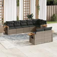 vidaXL 8-részes szürke polyrattan kerti ülőgarnitúra párnákkal kerti bútor