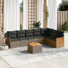 vidaXL 8-részes szürke polyrattan kerti ülőgarnitúra párnákkal kerti bútor