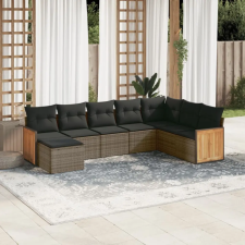 vidaXL 8-részes szürke polyrattan kerti ülőgarnitúra párnákkal kerti bútor