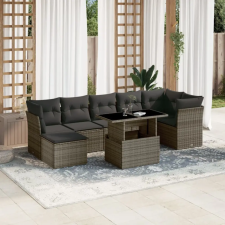 vidaXL 8 részes szürke polyrattan kerti ülőgarnitúra párnákkal kerti bútor