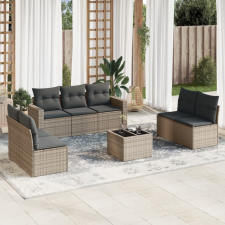 vidaXL 8-részes szürke polyrattan kerti ülőgarnitúra párnákkal kerti bútor
