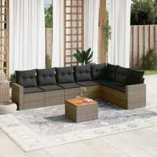 vidaXL 8-részes szürke polyrattan kerti ülőgarnitúra párnákkal kerti bútor