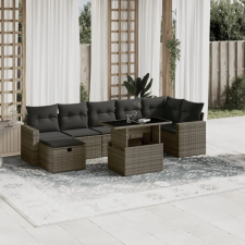 vidaXL 8 részes szürke polyrattan kerti ülőgarnitúra párnákkal kerti bútor