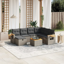 vidaXL 8 részes szürke polyrattan kerti ülőgarnitúra párnákkal kerti bútor