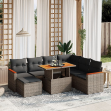 vidaXL 8-részes szürke polyrattan kerti ülőgarnitúra párnákkal kerti bútor