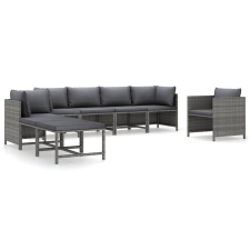 vidaXL 8 részes szürke polyrattan kerti ülőgarnitúra párnákkal (3059769) kerti bútor