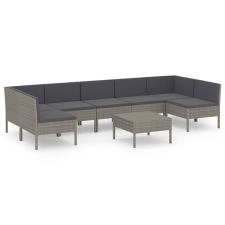 vidaXL 8 részes szürke polyrattan kerti ülőgarnitúra párnákkal (3094594) kerti bútor
