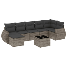 vidaXL 8-részes szürke polyrattan kerti ülőgarnitúra párnákkal (3254027) kerti bútor