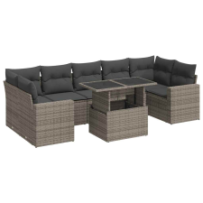 vidaXL 8 részes szürke polyrattan kerti ülőgarnitúra párnákkal (3326281) kerti bútor