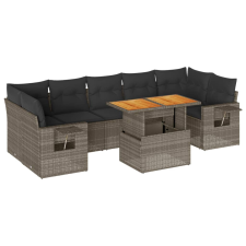 vidaXL 8 részes szürke polyrattan kerti ülőgarnitúra párnákkal (3327126) kerti bútor
