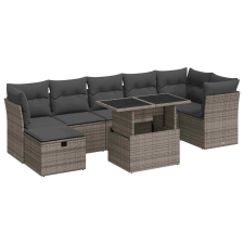 vidaXL 8 részes szürke polyrattan kerti ülőgarnitúra párnákkal (3327790) kerti bútor