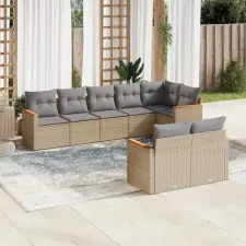 vidaXL 8 részes vegyes bézs polyrattan kerti ülőgarnitúra párnákkal kerti bútor
