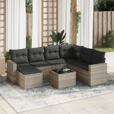 vidaXL 8-részes világosszürke polyrattan kerti ülőgarnitúra párnával kerti bútor
