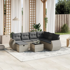 vidaXL 8 részes világosszürke polyrattan kerti ülőgarnitúra párnával kerti bútor