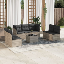 vidaXL 8 részes világosszürke polyrattan kerti ülőgarnitúra párnával kerti bútor