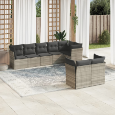 vidaXL 8 részes világosszürke polyrattan kerti ülőgarnitúra párnával kerti bútor