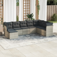 vidaXL 8 részes világosszürke polyrattan kerti ülőgarnitúra párnával kerti bútor