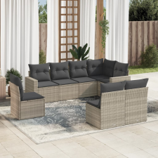 vidaXL 8 részes világosszürke polyrattan kerti ülőgarnitúra párnával kerti bútor