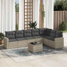 vidaXL 8 részes világosszürke polyrattan kerti ülőgarnitúra párnával kerti bútor