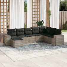 vidaXL 8 részes világosszürke polyrattan kerti ülőgarnitúra párnával kerti bútor