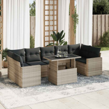 vidaXL 8 részes világosszürke polyrattan kerti ülőgarnitúra párnával kerti bútor