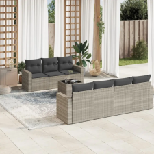 vidaXL 8 részes világosszürke polyrattan kerti ülőgarnitúra párnával kerti bútor