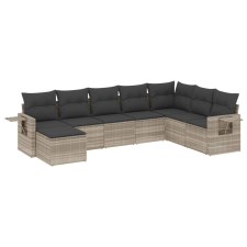 vidaXL 8 részes világosszürke polyrattan kerti ülőgarnitúra párnával (3220561) kerti bútor