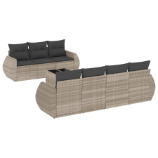 vidaXL 8 részes világosszürke polyrattan kerti ülőgarnitúra párnával (3221131) kerti bútor