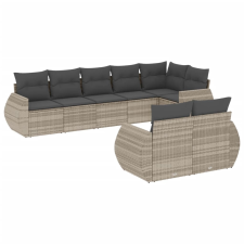 vidaXL 8 részes világosszürke polyrattan kerti ülőgarnitúra párnával (3221621) kerti bútor