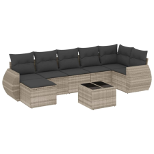 vidaXL 8 részes világosszürke polyrattan kerti ülőgarnitúra párnával (3221691) kerti bútor