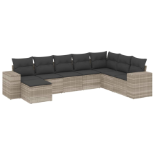 vidaXL 8 részes világosszürke polyrattan kerti ülőgarnitúra párnával (3222961) kerti bútor
