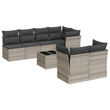 vidaXL 8 részes világosszürke polyrattan kerti ülőgarnitúra párnával (3249141) kerti bútor
