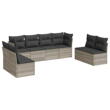 vidaXL 8 részes világosszürke polyrattan kerti ülőgarnitúra párnával (3249291) kerti bútor